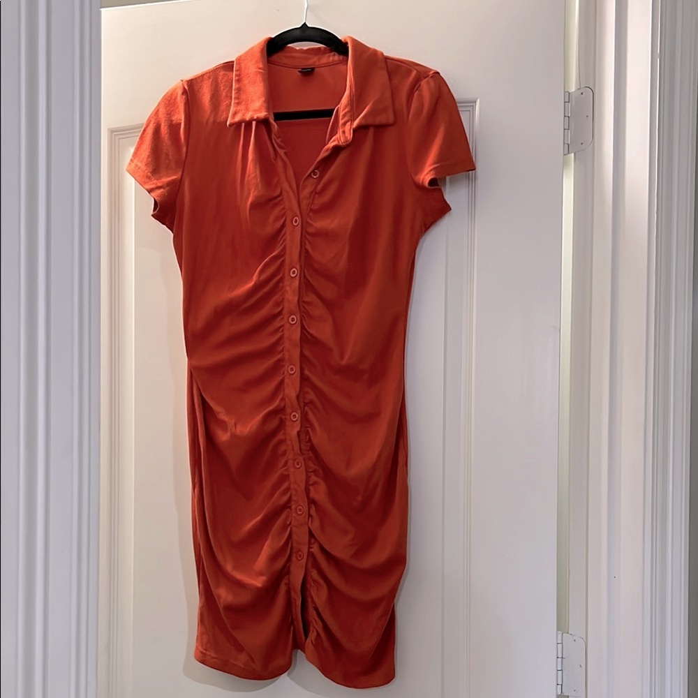 Burnt Orange  ruched dress